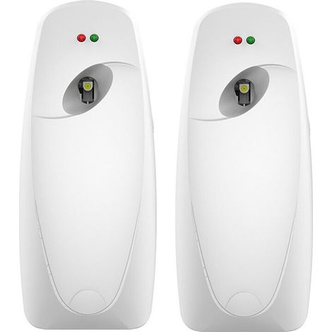 Pulverizador automático de ambientador, paquete de 2 unidades, para montaje en pared, apto para uso comercial y privado. (1/5)