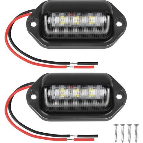 LED Car Number Plate Lights, 2 x 6SMD Waterproof LED Rear Lights, License Plate Light for 12 V/24 V Trucks, Vans, Motorcycles, Caravans, Trailers (1/5)