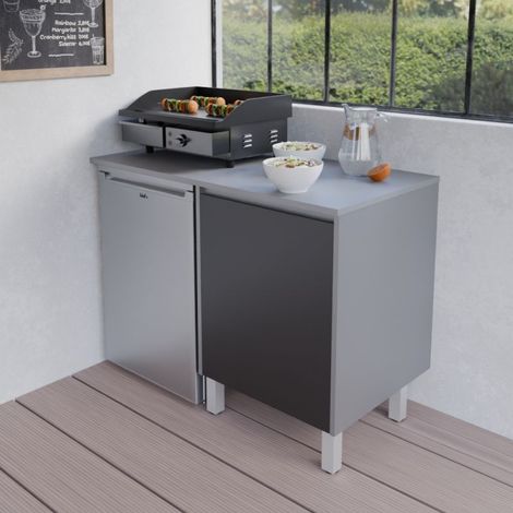 Cuisine d'extérieur en inox KX16 - 120 cm avec emplacement frigo