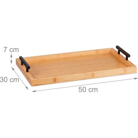 Pratico vassoio da portata rettangolare per colazioni e aperitivi 40 x 30 x 5 cm in bambù naturale 130013776