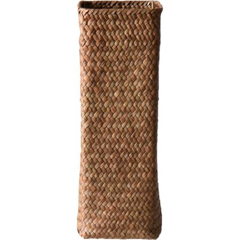Vase à fleurs en osier tressé avec épis de blé et fleurs séchées, kaki, 30 cm de hauteur (1/3)