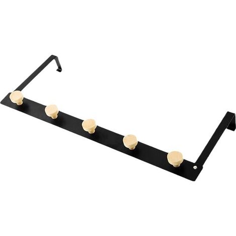 Patère en Métal & Bambou "5 Têtes"16cm Noir