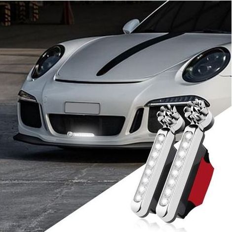 Lot de 2 feux de voiture à LED à lumière blanche alimentés par le vent, les feux de voiture ne nécessitent pas d'alimentation externe, feux de jour à LED automatiques universels pour voiture (1/5)