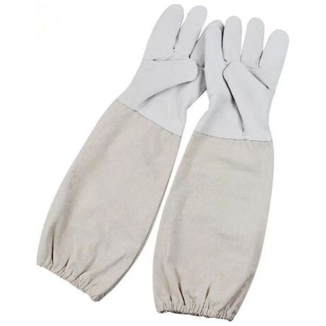 QORVA-Gants D'apiculture, Gants Protégés pour Apiculteur, Matériel Apicole, Convient à La Plupart des Hommes ou des Femmes, un Outil Essentiel pour Les Apiculteurs de Conservation, Blanc