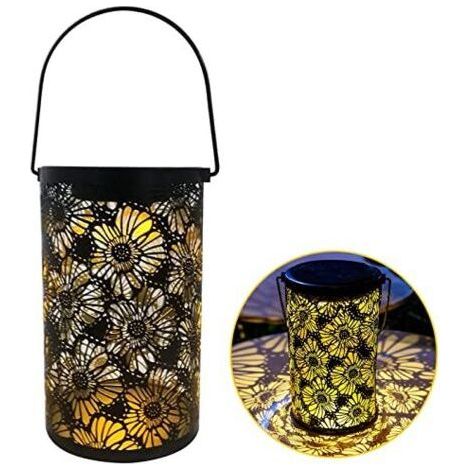 Lanterne Solaire Led Jardin, Lampe Solaire Exterieur Decorative Arbre, Decoration Jardin Exterieur Metal Lampe Suspendue, Terrasse Balcon Lanternes Solaires En Métal Blanc Chaud Fleur Vintage Etanche- (1/5)