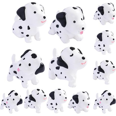 12 Mini Hundefiguren aus Kunstharz Dalmatinerwelpen Small