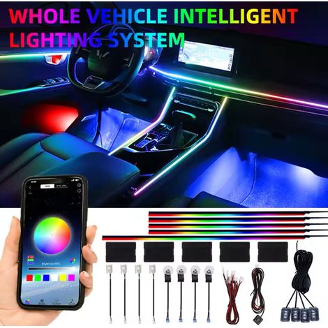FIBRA OTTICA AUTO CAR AMBIENT LIGHT LUCI LED COMANDO APP 6 METRI INTERNI RGB 12V (1/5)