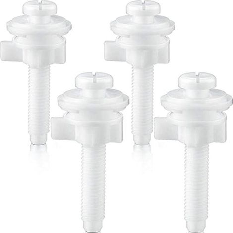 Juego de 4 tornillos de repuesto asiento inodoro, pernos bisagra plástico tuercas arandelas plástico fijación superior asiento inodoro, Blanco (1/5)