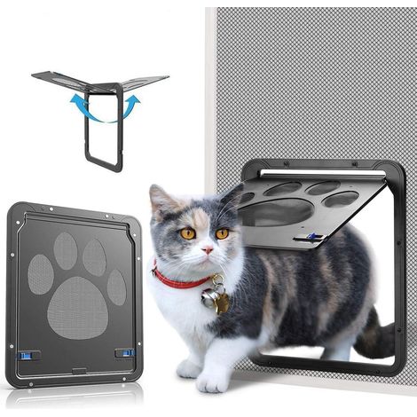 Porte moustiquaire magnétique verrouillable pour animaux de compagnie 8 x 10 x 0,4 pouces - Rabat à verrouillage automatique pour chiots, chiens et chats, barrière intérieure en maille noire
