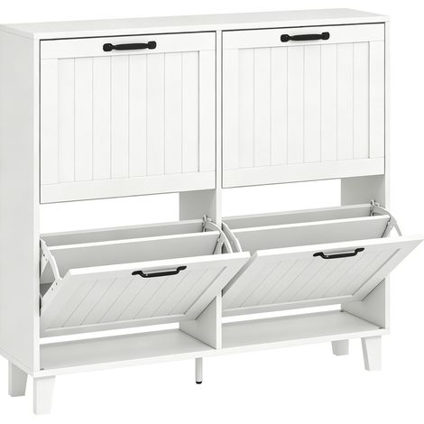 Scarpiera Salvaspazio 99,5x24x93,3 cm 4 Cassetti Ribaltabili in MDF Bianco (1/5)
