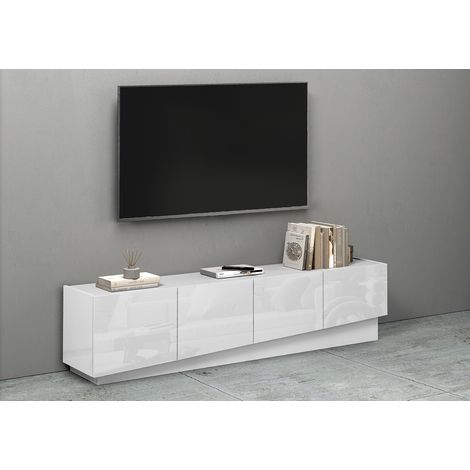 Meuble TV moderne 180 cm blanc brillant Valencia (1/5)
