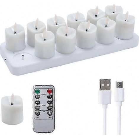 Bougies chauffe-plat LED avec station de charge et minuterie à distance, lot de 12, rechargeables et sans flamme, compatibles avec les solutions d'éclairage décoratif SIWHBYV (1/4)