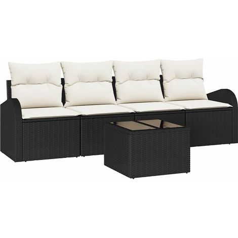 Maison Exclusive - Gartensofa-set Schwarz 55 x 55 x 37 cm Poly-Ra