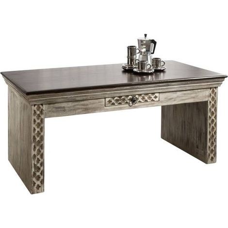 Couchtisch Mango / Akazie 115x60x50 weiß gewachst CASTLE-ANTIK 233