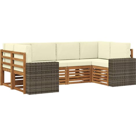 Sectional Sofa Set 6 pcs Natural and Cream Polyester vidaXL (1/5)