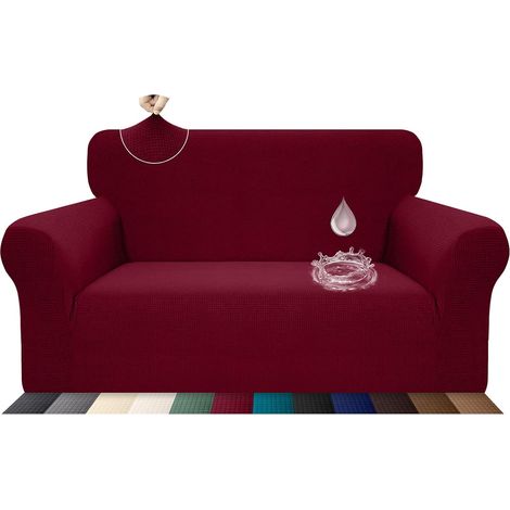 RHAFAYRE Canapé maison extensible, imperméable et résistant avec poignées pour canapé 2 places Motif élégant Avec bâtonnets de mousse antidérapant (canapé 2 places, bordeaux) (1/5)