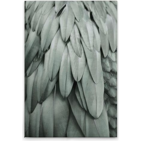 Leinwandbild Federn Modern M1-No.50655 - Kunstdruck auf Leinwand in Blau Grau - Wandbild 40 x 60 cm (1/5)
