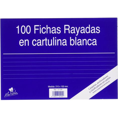 Mariola 3115R - Paquete de 100 fichas rayadas 215x150 mm