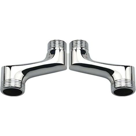 Raccord de douche coudé de comptoir 2 pièces, réducteur de coude en laiton, bras pivotant réglable, raccordement coudé de comptoir mural, connexion décalée G3/4 à G1/2, Chrome (1/4)