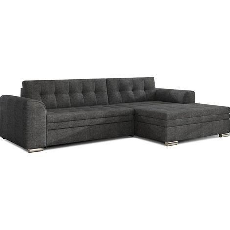 Canapé d'angle convertible CONFORTO 4 places gris foncé – angle droit (1/3)