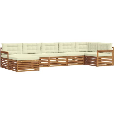 Outdoor Sofa Set with Cushion 7 pcs Natural and Cream vidaXL (1/5)