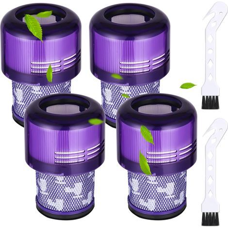 Lot de 4 filtres Dyson V11 SV14 V15 SV22 V12 HEPA lavable + 1 brosse V12 Slim (1/5)