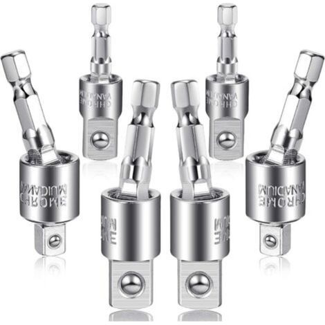 6pcs Electric Drill Socket Adapter Set Impact Screwdriver Adapter 360 Degree Rotating Hex Shank Impact Drill Socket Adapter (1/5)