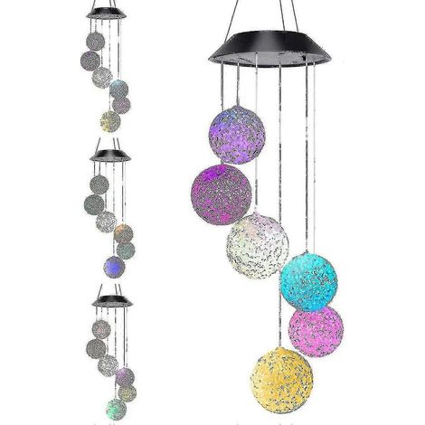 Boules de cristal oscillantes, lumières solaires à couleurs changeantes, carillon éolien, unique pour l'extérieur, color4 (1/4)