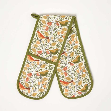 HOMESCAPES Song Bird Double Oven Glove (1/5)