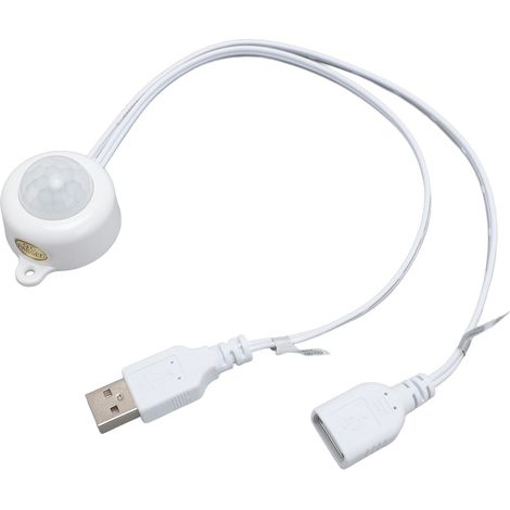 Capteur infrarouge PIR à détection de mouvement, interface USB, Plug and Play, 5 V à 24 V CC, contrôleur de lumière (blanc). (1/5)