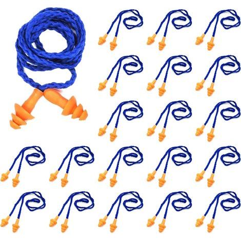 Lot de 20 paires de bouchons d'oreille filaires réutilisables en silicone pour suppression du bruit et protection auditive (orange) (1/5)