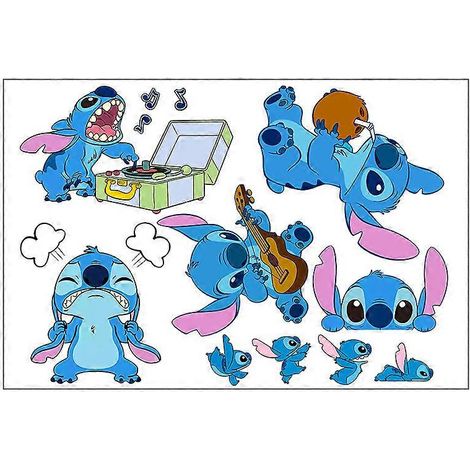 Stickers muraux Lilo et Stitch, dessin animé Disney, autocollants muraux en vinyle à coller et à décoller soi-même, pour chambre d'enfant, salon ou maison (Taille : 6) (1/5)
