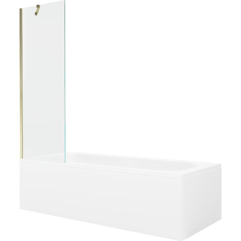 Mexen Vega bañera rectangular 150 x 70 cm con panel y mampara de 1 hoja 60 cm, transparente, dorado - 550115070X9506000050 (1/5)