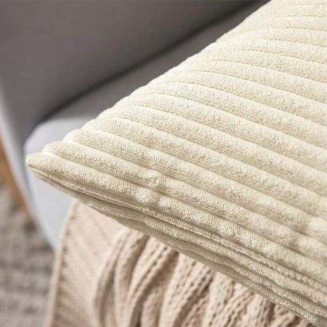 Set di 2 federe decorative in velluto a coste per cuscini morbidi per divano, per casa, soggiorno, camera da letto, 45x45 cm, beige (1/3)