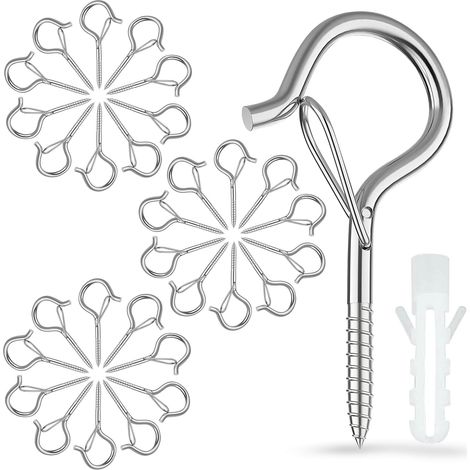 30 Pièces Crochets À Vis, Crochets À Vis Avec Verrouillage, Crochets De Plafond Pour Paniers À Plantes, Nichoirs, Carillons Éoliens Et Lumières, Crochets Muraux Pour Intérieur Et Extérieur Argent (1/5)