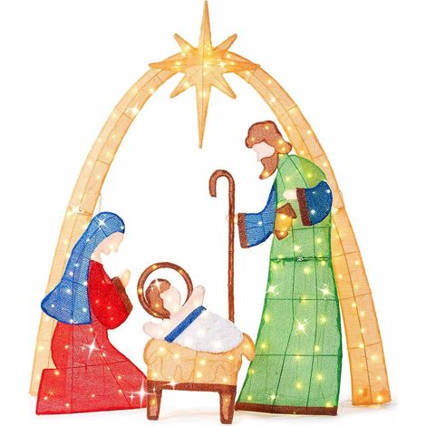 Figura natalizia luminosa Sacra Famiglia con luci LED per interno ed esterno 145 cm (1/3)