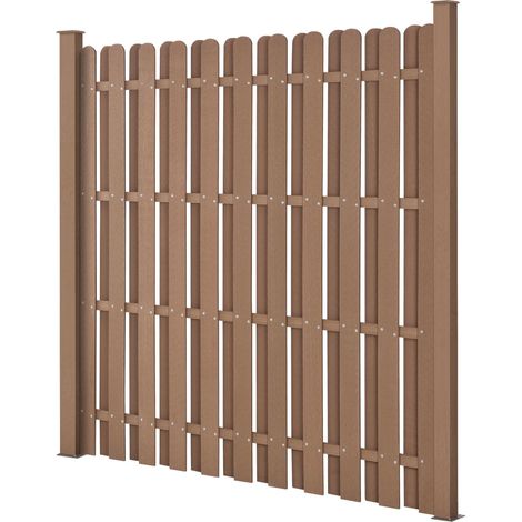Recinzione da giardino frangivento in legno composito (wpc) marrone 185 x 193 cm 030001473