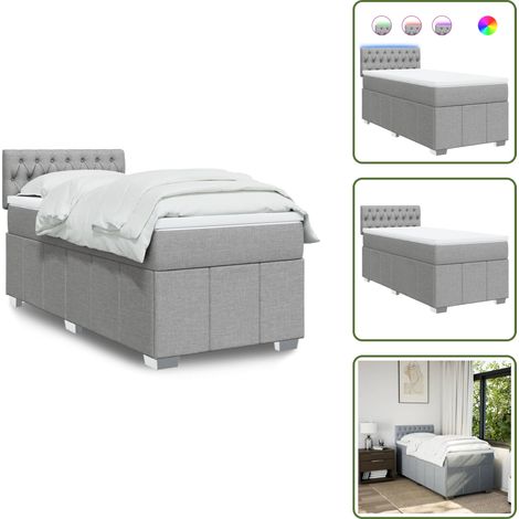 vidaXL Boxspringbett mit Matratze Hellgrau 80x200 cm Stoff (1/5)