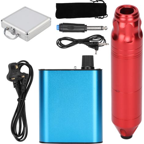 Kit de machine à tatouer rotative stylo avec interface DC, cordon clip, alimentation électrique 90-265V prise UK, pédale, ensemble complet. (1/5)