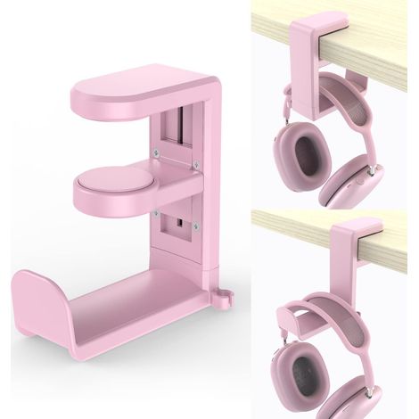 Support rotatif pour casque audio - Support pour casque de jeu PC, fixation réglable pour casque, crochet pour casque à fixer sous le bureau (1/5)