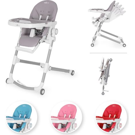 Kinderstuhl HUGO Babystuhl Kinder Hochstuhl Verstellbar Klappbar inkl. Spielebogen - Grau