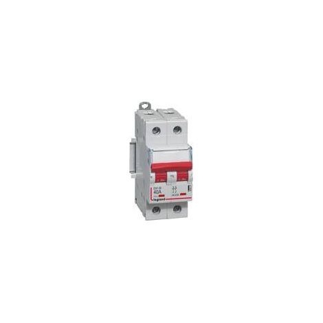 Legrand – Disjoncteur bipolaire 63A – Courbe de déclenchement AC 22A – Montage sur rail symétrique – Indication visuelle des contacts