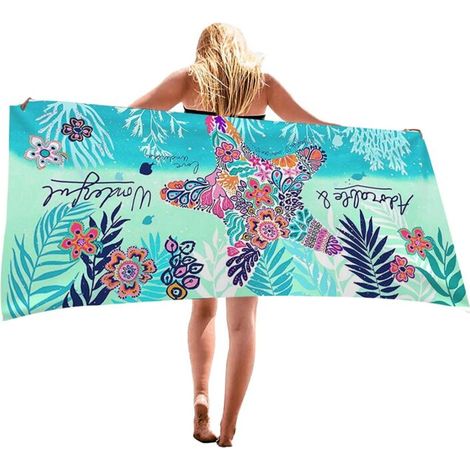 Strandtuch aus Mikrofaser, sandabweisend, schnelltrocknend, leicht, Reisehandtuch, extra groß, niedliches Seestern-Design, 76 x 152 cm, Strandtücher für Kinder, Frauen und Männer, Pool- und Badetücher