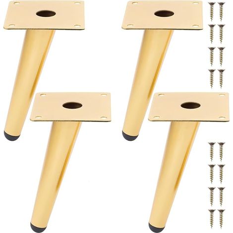 Pieds de Meuble 4Pcs Pieds de Table Oblique Cône Pieds de Canapé Pieds d'armoire en Métal pour Armoire Chaise Table (15cm Hauteur,Doré) (1/5)