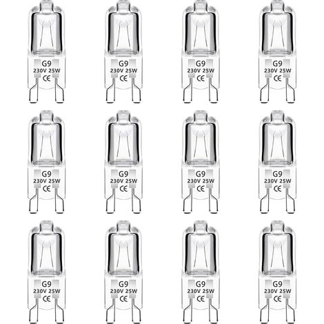 Lot de 12 Ampoules Halogènes G9 25W Dimmable, Blanc Chaud 2700K, 250LM, AC 230V, Résistant jusqu'à 300 Degrés, Ampoule Capsule pour Four, Micro-ondes, Lustres (1/5)