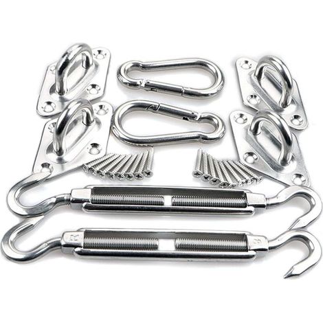Kit de Fixation Voile d'ombrage Triangulaire, Carré et Rectangle Acier Inoxydable 304 Kit Accessoires de Fixation pour Toile d'ombrage, Kit de Montage pour Voile Solaire d'ombrage--8mm (1/5)