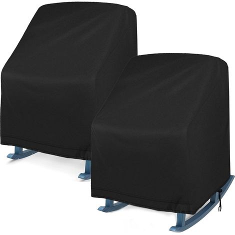 Housse de chaise 2 pièces, housse de protection pour chaise à bascule, 70x97x99cm, housse de protection pour meubles de jardin, tissu Oxford, imperméable, résistant aux UV, noir (1/5)