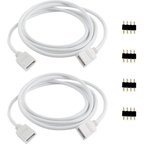 2-pièces 1m (3,3 ft) De Câble De Rallonge à 4 Broches Pour Les Bandes De LED RGB SMD 5050/3528, Connecteur 4 Broches Gratuit (1/5)