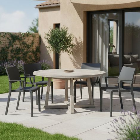 Silla de Exterior Cambon, 4 Sillas, Brazos Made in Italy, Soporta 120 kg, Negro Antracita (1/4)