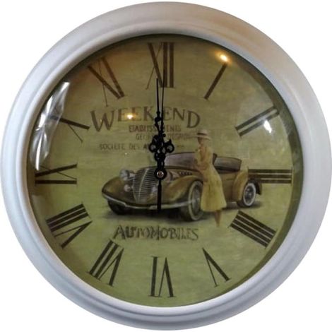 Orologio da appendere in una cornice bianca a forma di auto, 34 cm (1/2)